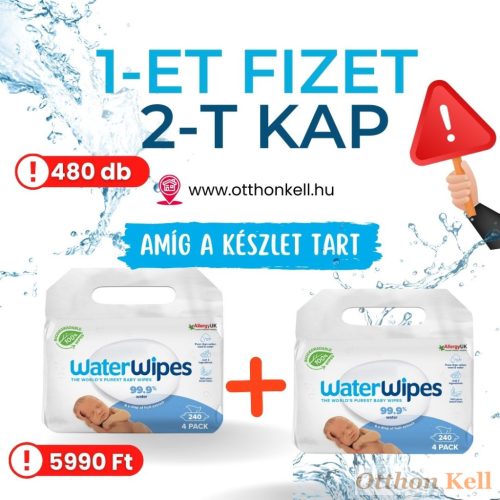 WaterWipes BIO Babatörlőkendő Value Pack - 240 db (4X60db)  x2