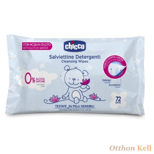 Chicco Cellulóz anyagú kettős hatású törlőkendő.  16 db-os és 72 db-os 